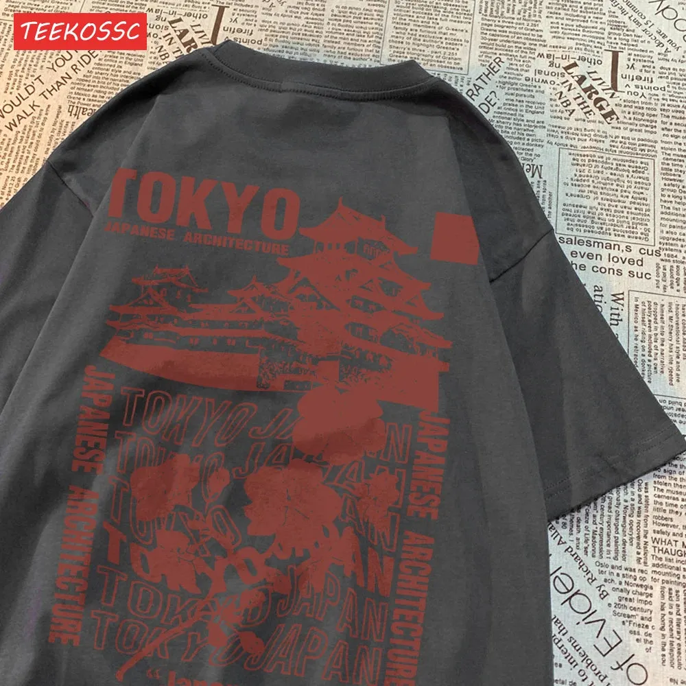 Trend Cotton Women'S T-Shirts Tokyo Sakura Print Oversize Summer Streetwear