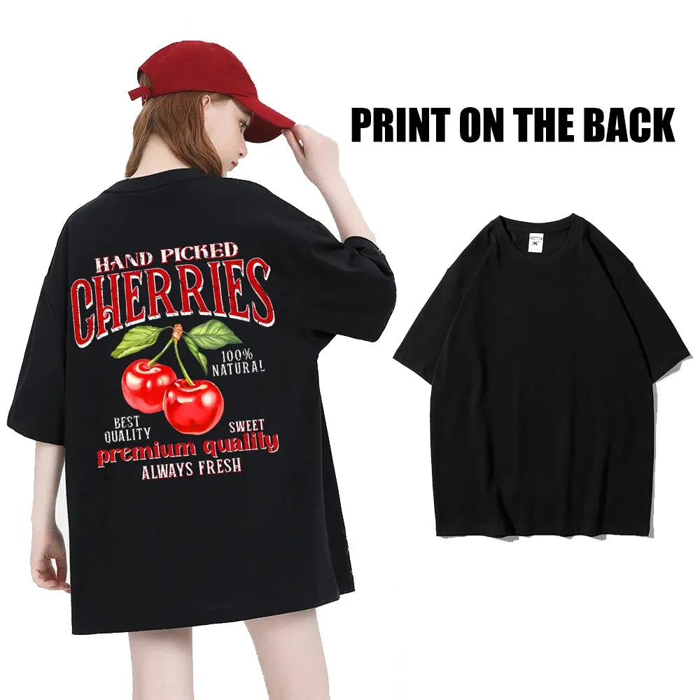 Trend Cotton Women'S T-Shirts Tokyo Sakura Print Oversize Summer Streetwear