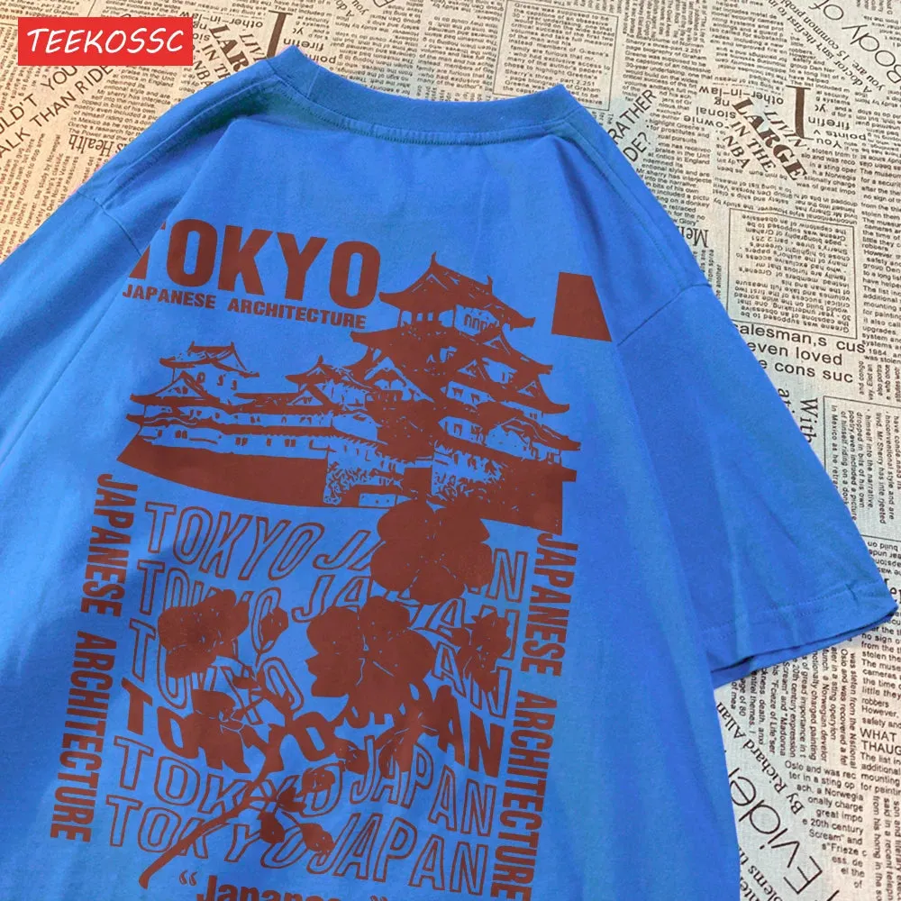 Trend Cotton Women'S T-Shirts Tokyo Sakura Print Oversize Summer Streetwear