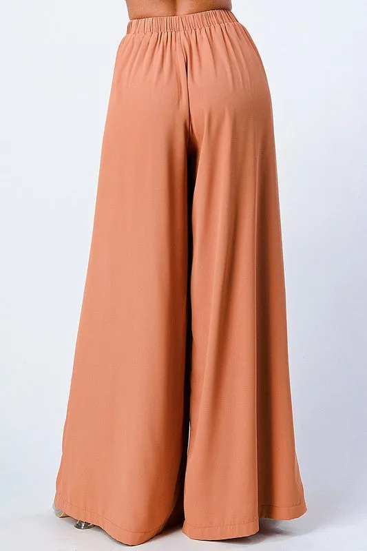 TRENDY BASICS ELASTIC WAIST WIDE PANTS