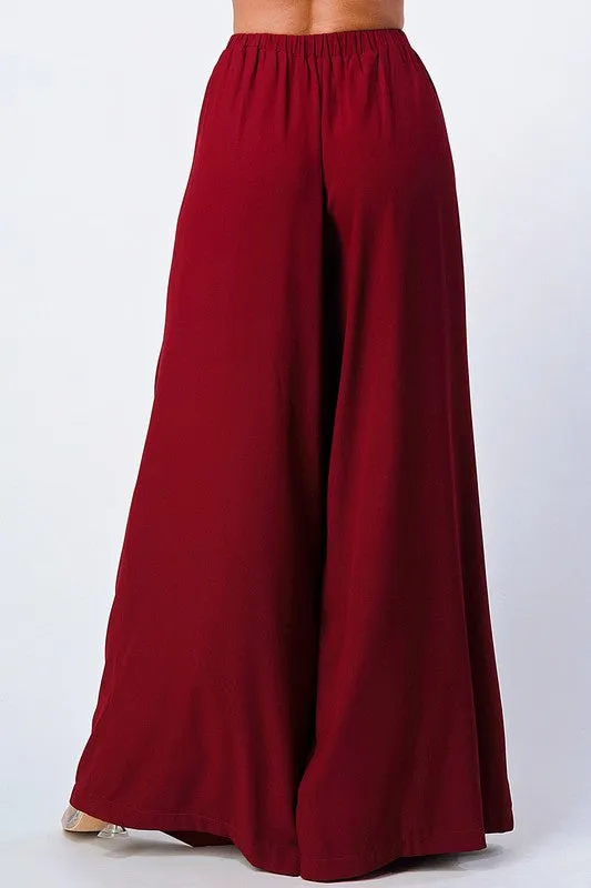 TRENDY BASICS ELASTIC WAIST WIDE PANTS