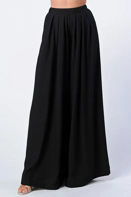TRENDY BASICS ELASTIC WAIST WIDE PANTS