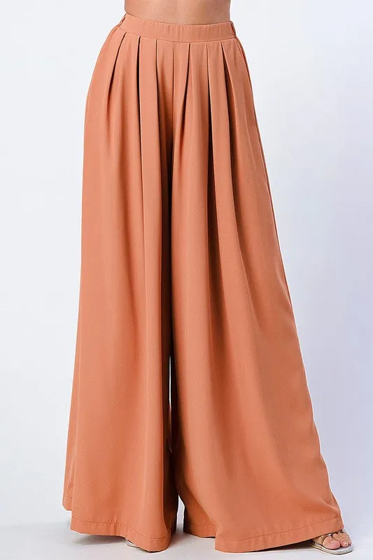 TRENDY BASICS ELASTIC WAIST WIDE PANTS