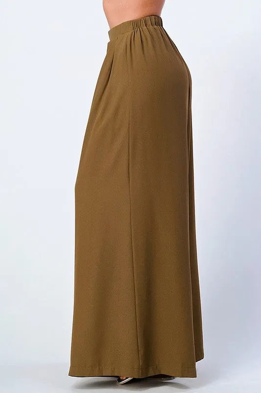 TRENDY BASICS ELASTIC WAIST WIDE PANTS