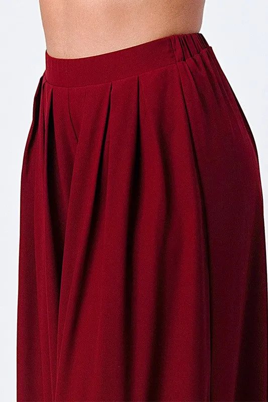 TRENDY BASICS ELASTIC WAIST WIDE PANTS
