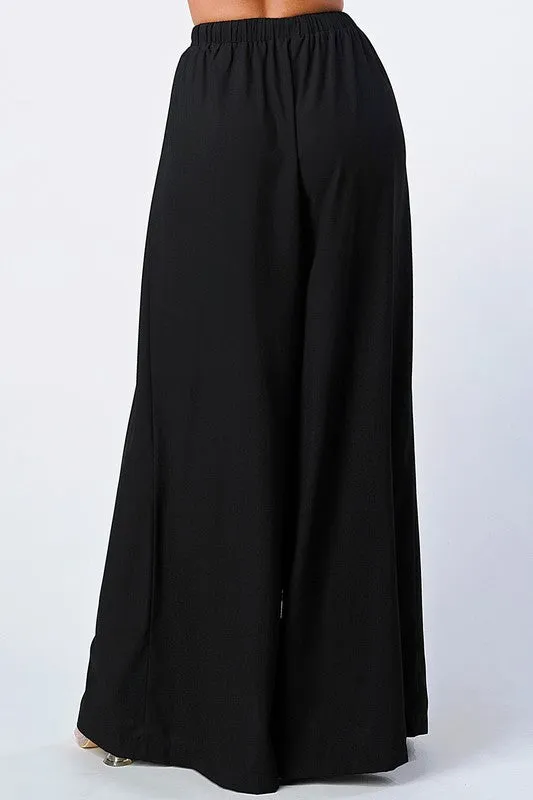 TRENDY BASICS ELASTIC WAIST WIDE PANTS
