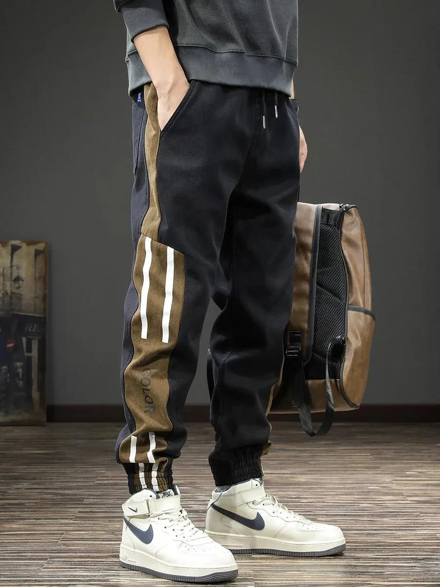 Trendy Brand Autumn and Winter Work Clothes Casual Pants Men's Pants Large Size Winter New Style Handsome Velvet Sports Pants