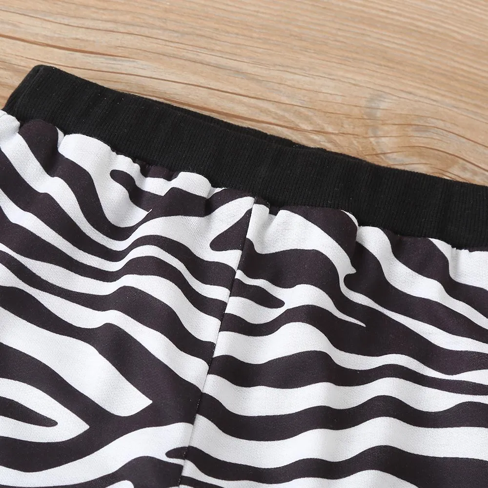 Unisex Zebra Cartoon Printed Long Sleeve Top & Pants Trendy Kids Wholesale Clothing