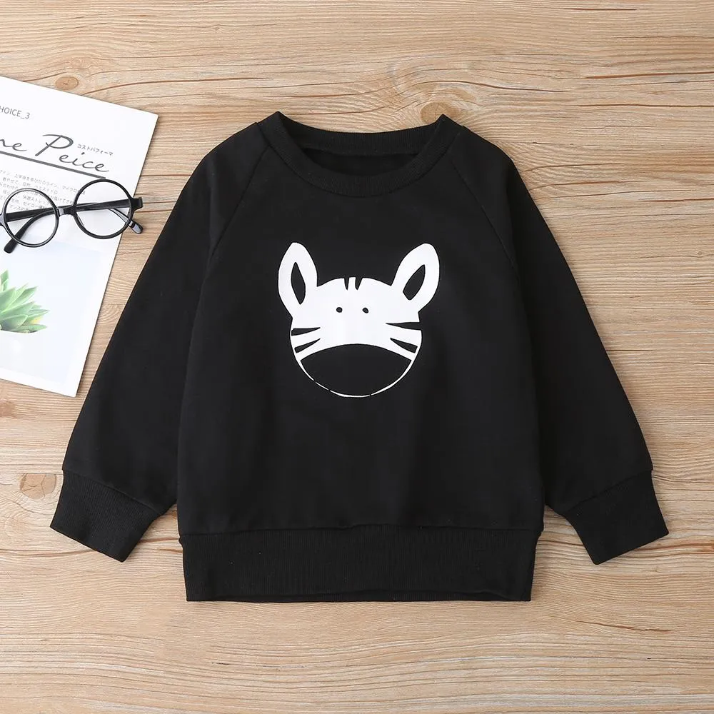 Unisex Zebra Cartoon Printed Long Sleeve Top & Pants Trendy Kids Wholesale Clothing