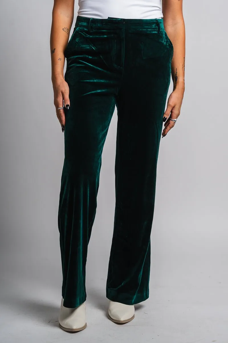 Velvet wide leg pants hunter green
