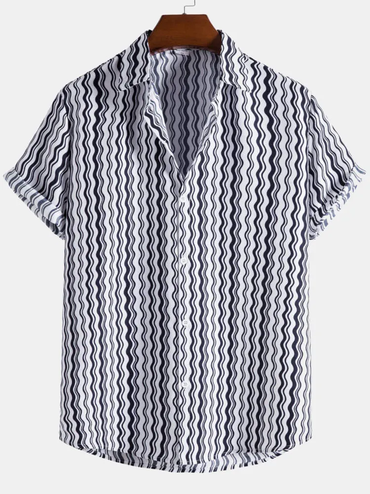 Wave Stripes Cotton Shirts