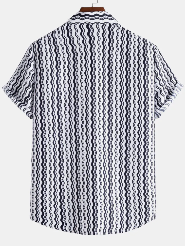 Wave Stripes Cotton Shirts