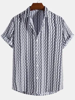 Wave Stripes Cotton Shirts