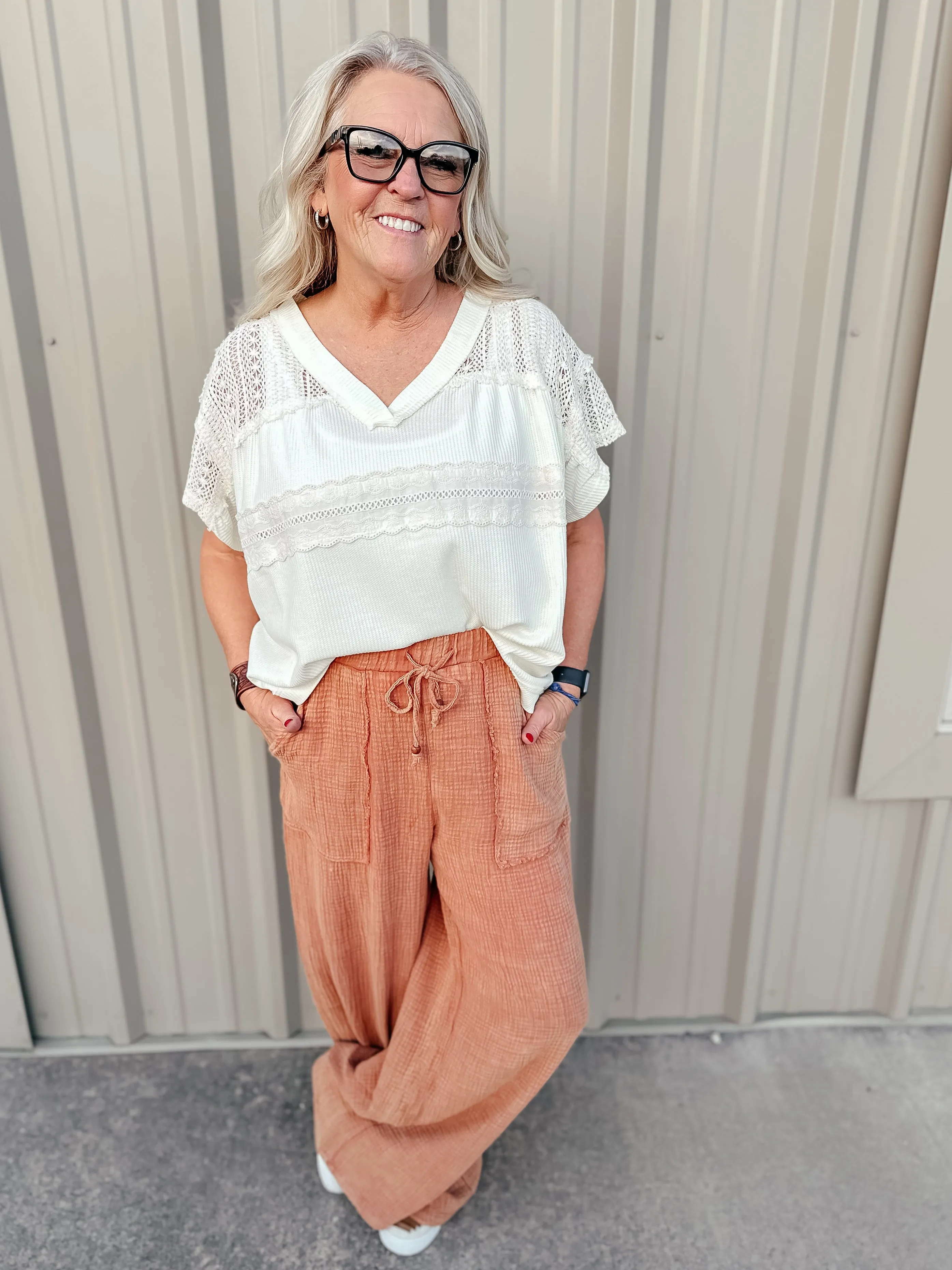 Weston Wide Leg Gauze Cropped Pants