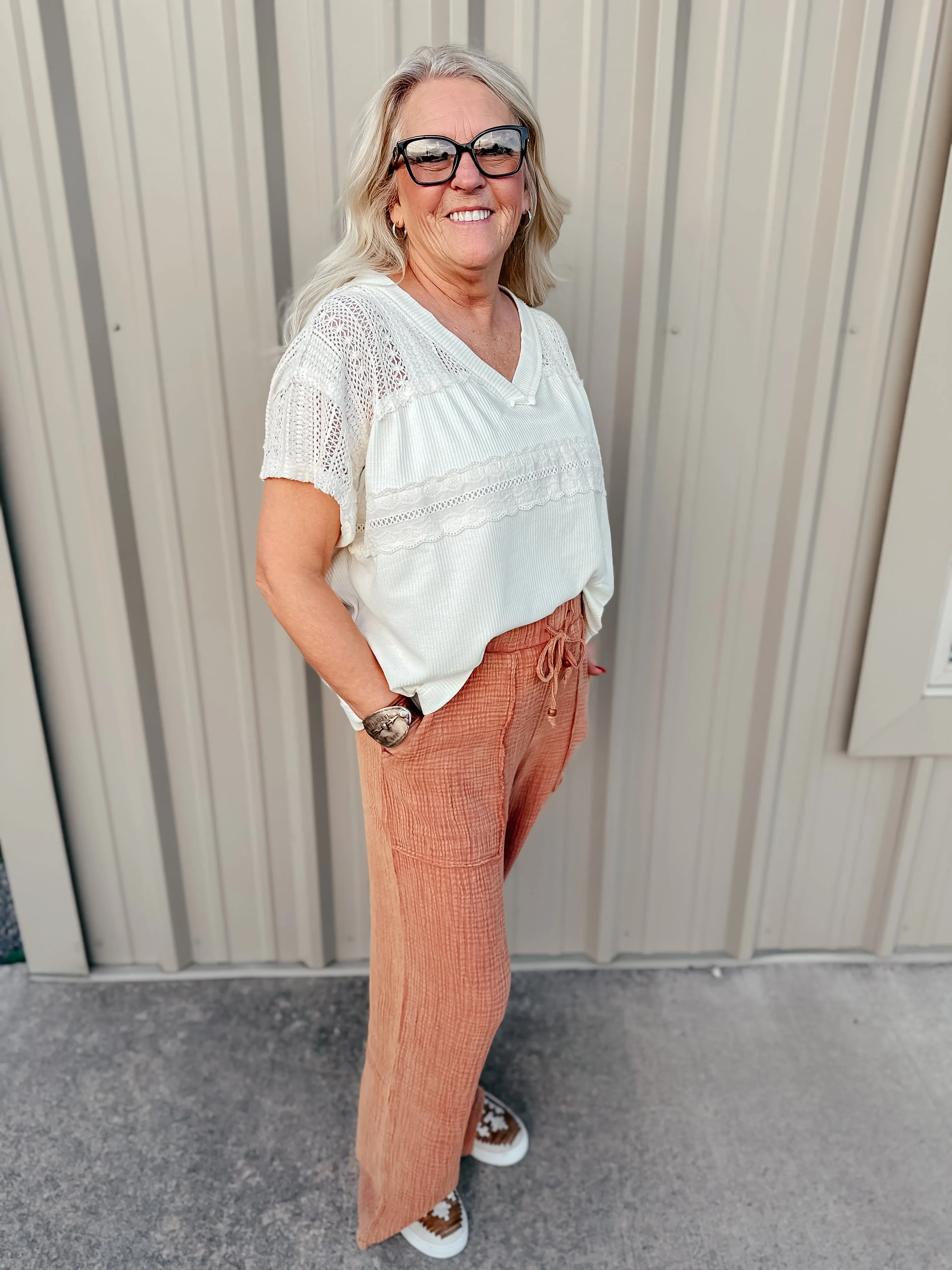 Weston Wide Leg Gauze Cropped Pants