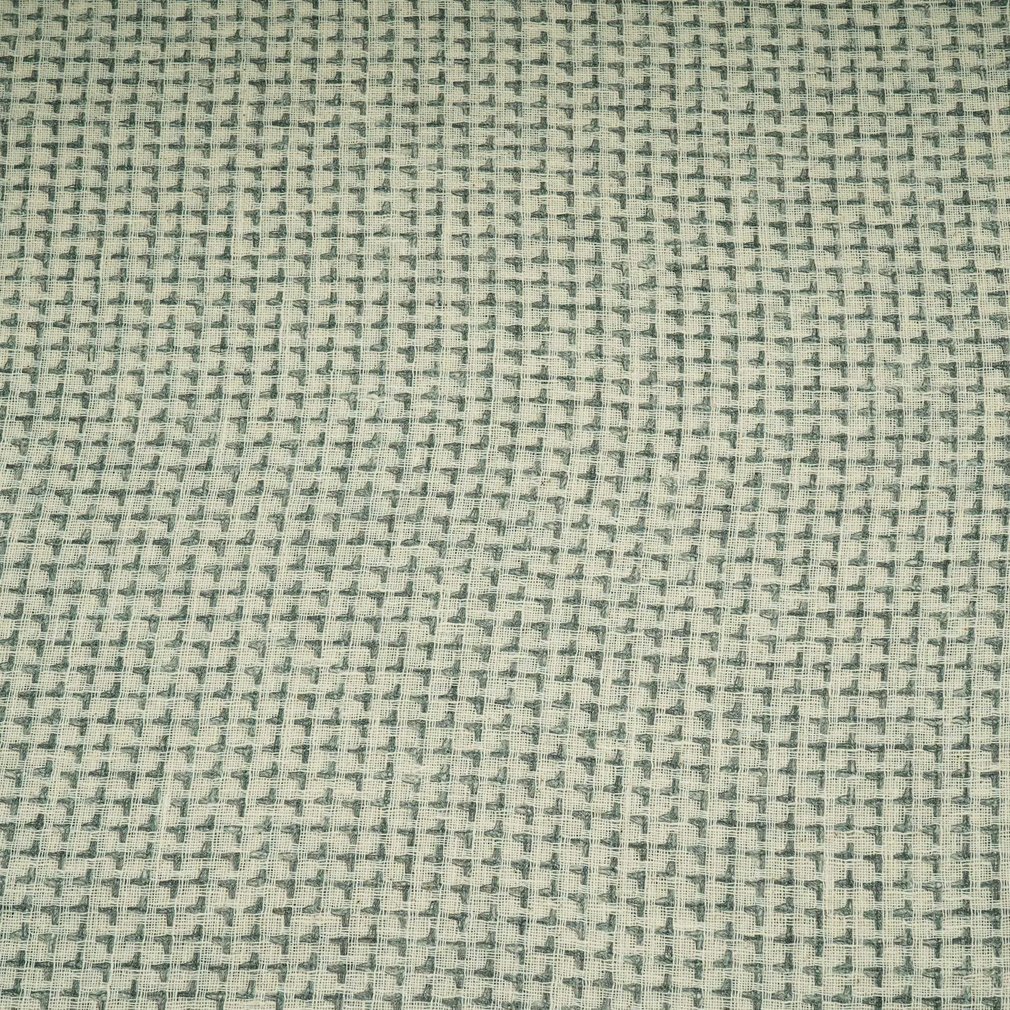 White & Grey Geometrical Print Cotton Linen Fabric RS-24351