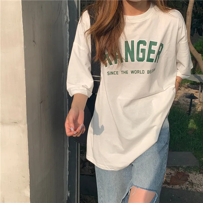 Women Cool Summer Fashion Female T-shirts White Navy Short Shirts