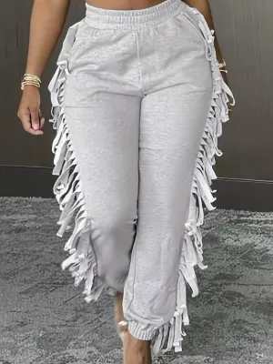 Women's  Casual Tassel  Cut  Fitted  Jogger  Pants