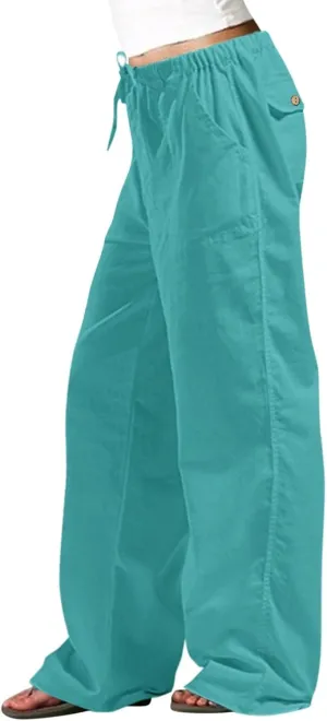 Women's Cotton Linen Pants Summer Wide Leg Loose Drawstring High Waist Palazzo Pants Trousers Casual Baggy Pants 2024