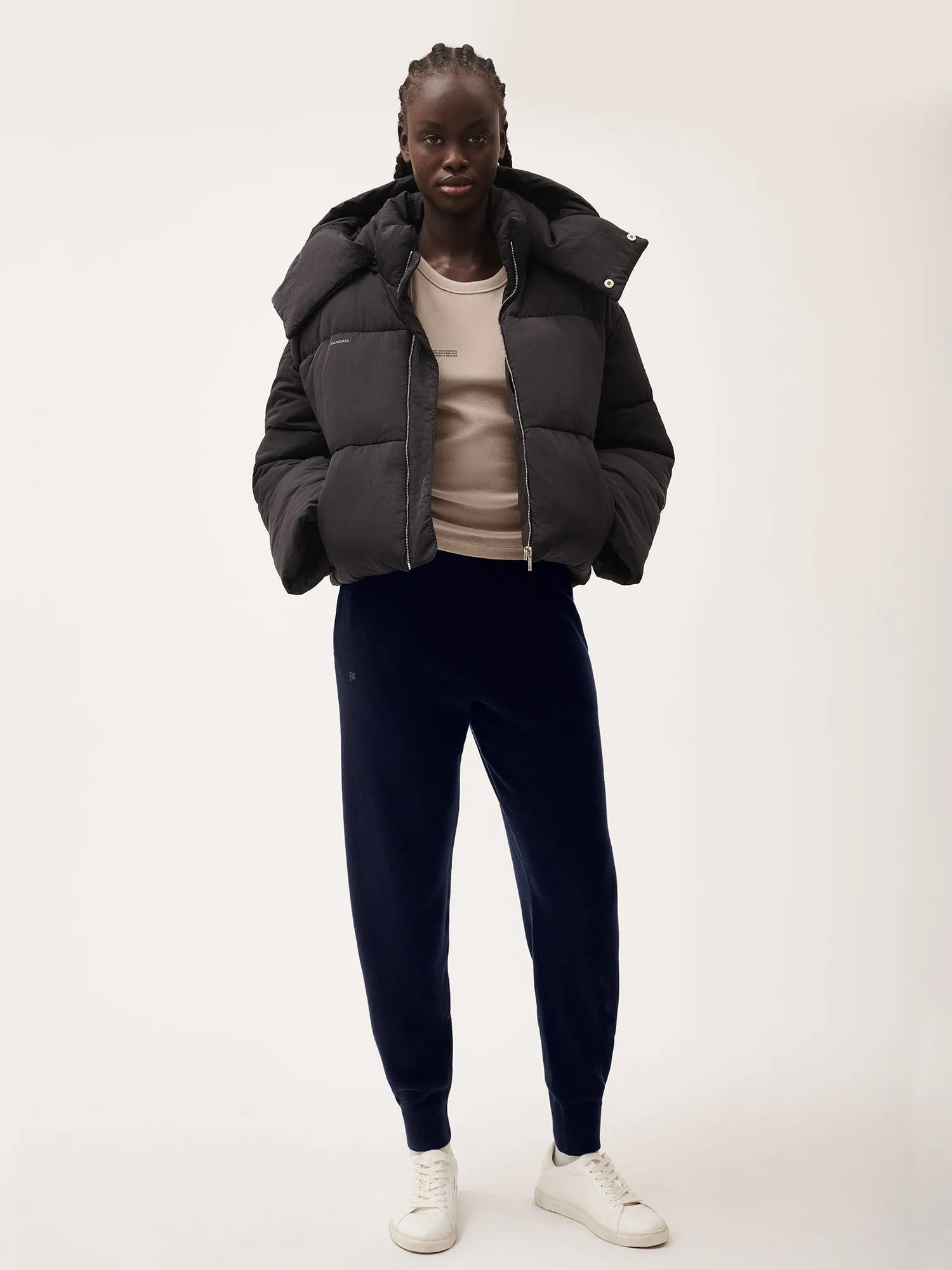 Womens Regenerative Merino Wool Track Pants—navy